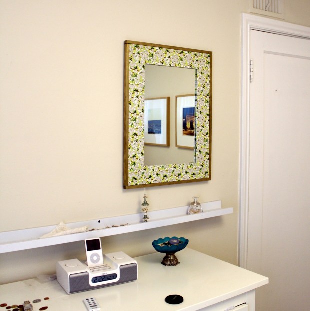diy paper wrapped mirror