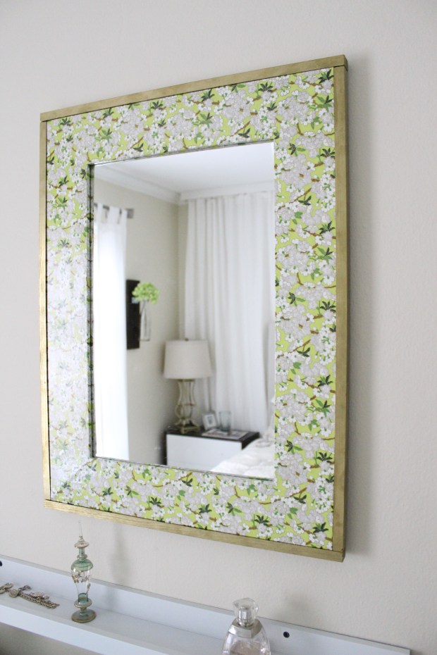 diy paper wrapped mirror