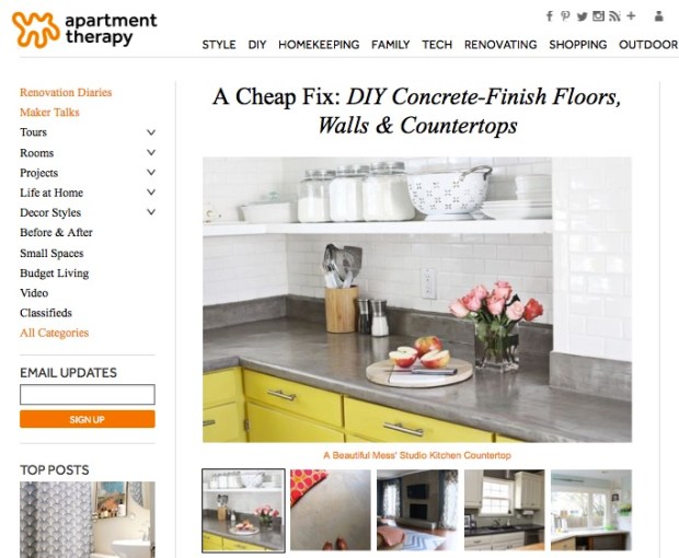 apartment therapy DIY concrete counters